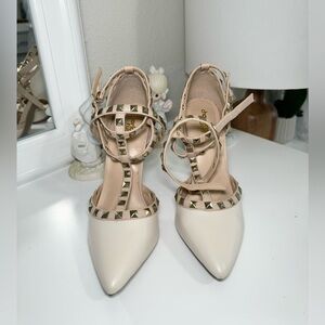 Charlotte Russe Cream Studded Heels